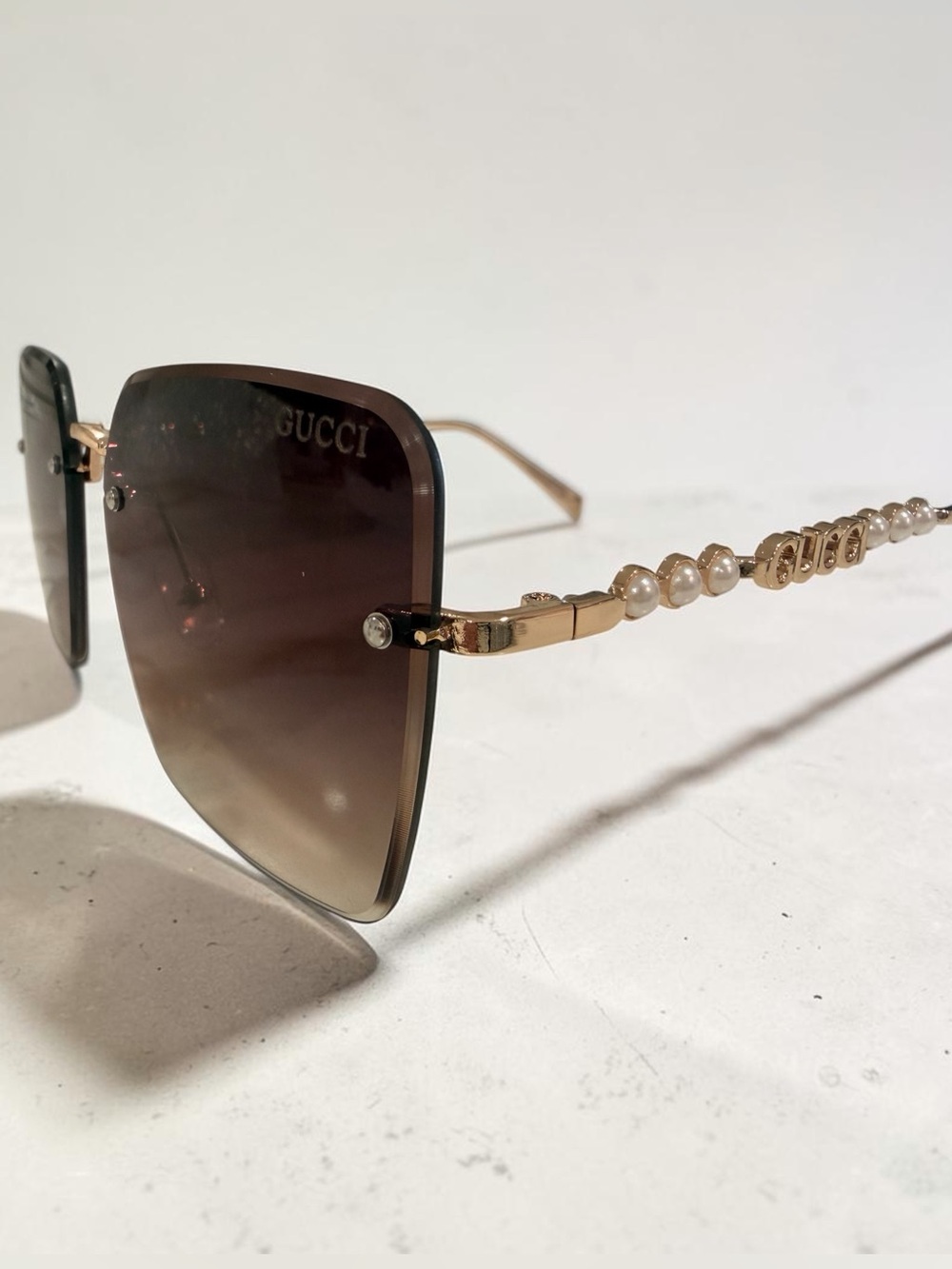 Brown Gradient Rimless Square Sunglasses - Picture 2 of 6